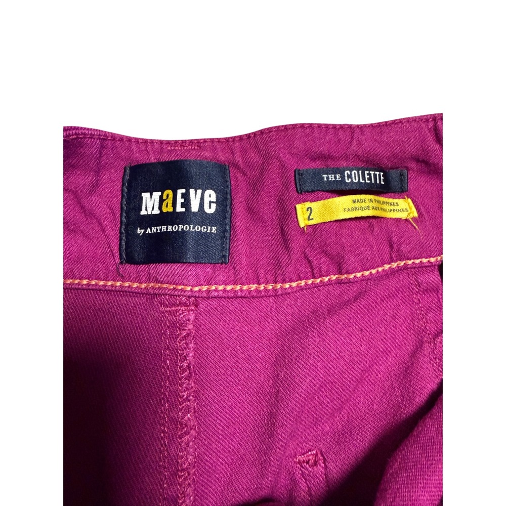 Maeve Anthropologie The Colette Wide Leg Pants Magenta Purple Linen Blend Size 2 - Picture 4 of 7